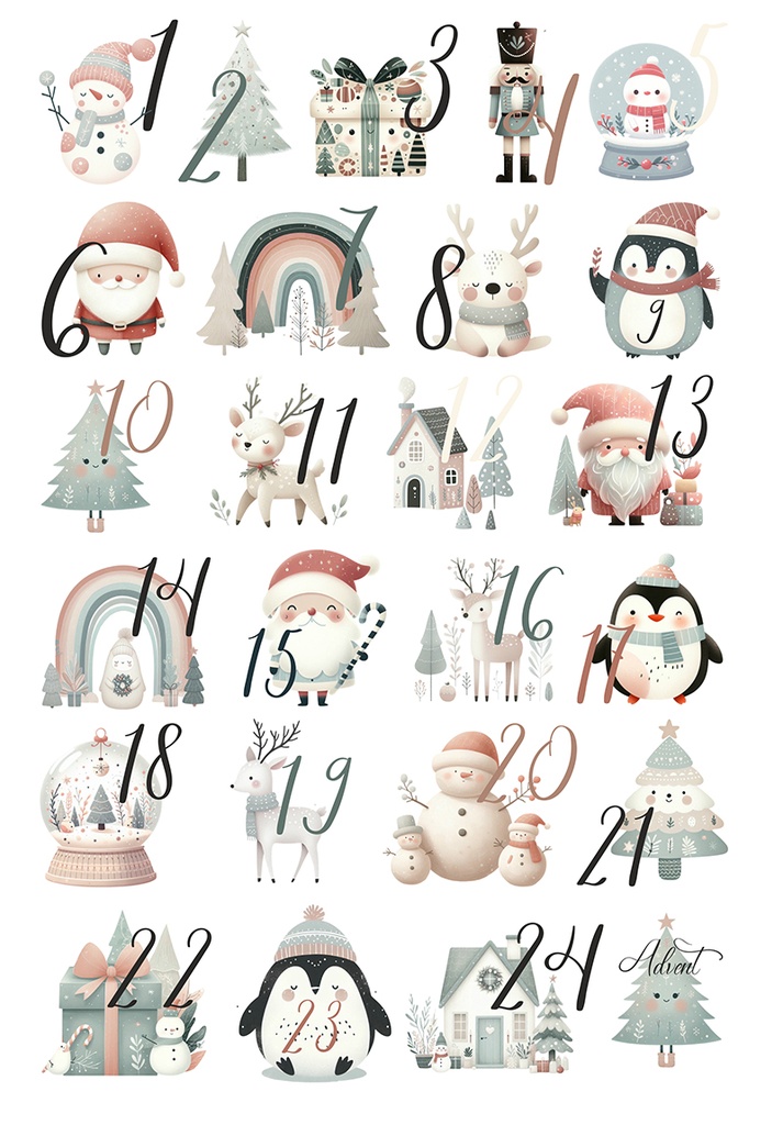 Bügelbild Adventskalender Design 1