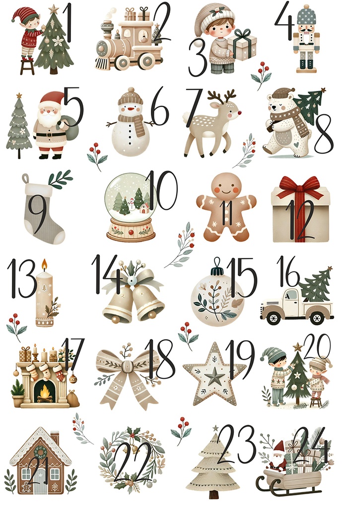 Bügelbild Adventskalender Design 2